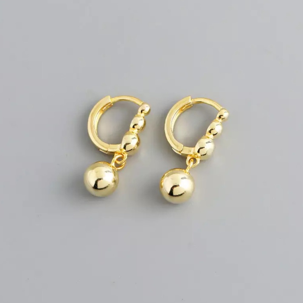 New 18K Gold Vermeil Sterling Silver 925 Bauble Hoop Earrings set